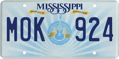 MS license plate MOK924