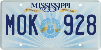 MS license plate MOK928