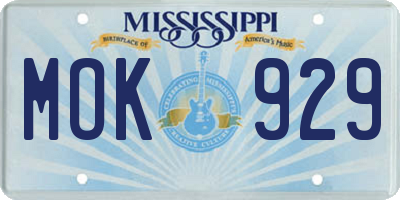 MS license plate MOK929