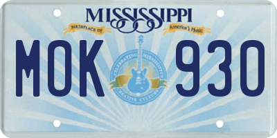 MS license plate MOK930