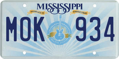MS license plate MOK934