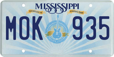 MS license plate MOK935