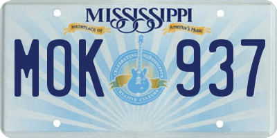 MS license plate MOK937