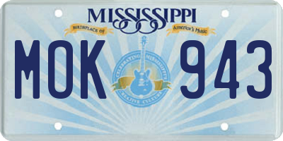 MS license plate MOK943