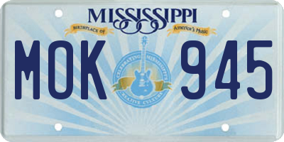MS license plate MOK945