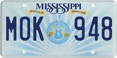 MS license plate MOK948