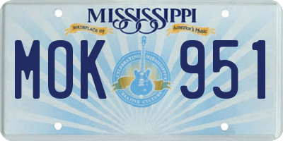 MS license plate MOK951