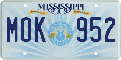 MS license plate MOK952