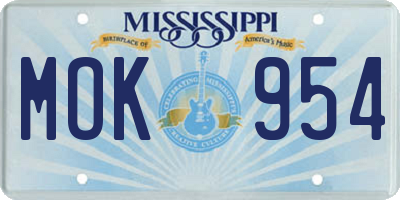 MS license plate MOK954