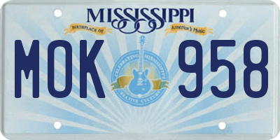 MS license plate MOK958