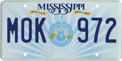 MS license plate MOK972