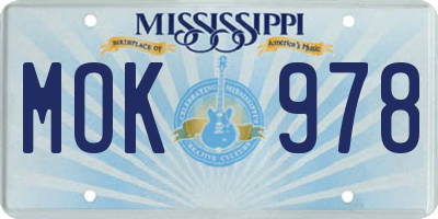 MS license plate MOK978