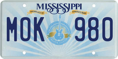 MS license plate MOK980