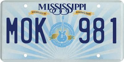 MS license plate MOK981