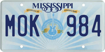 MS license plate MOK984