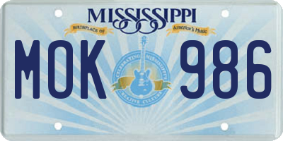 MS license plate MOK986