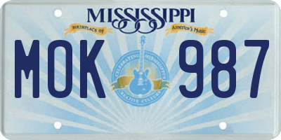 MS license plate MOK987