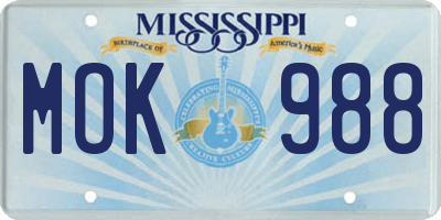 MS license plate MOK988