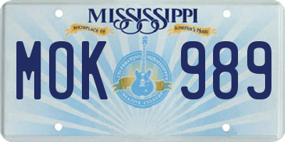 MS license plate MOK989