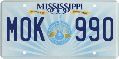 MS license plate MOK990