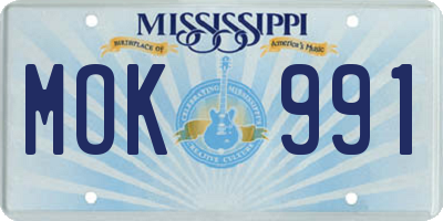 MS license plate MOK991