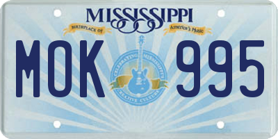 MS license plate MOK995
