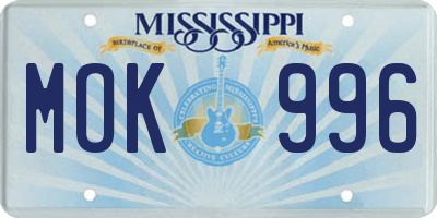 MS license plate MOK996