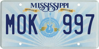 MS license plate MOK997