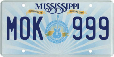 MS license plate MOK999