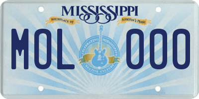 MS license plate MOL000