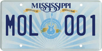 MS license plate MOL001
