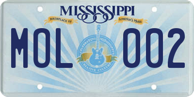MS license plate MOL002