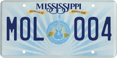 MS license plate MOL004