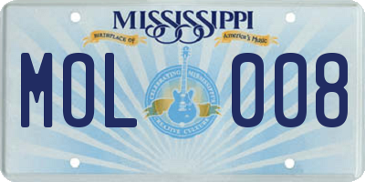 MS license plate MOL008
