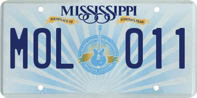 MS license plate MOL011