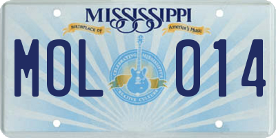 MS license plate MOL014