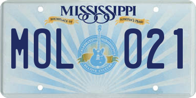 MS license plate MOL021