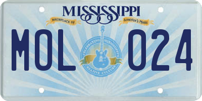 MS license plate MOL024