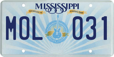 MS license plate MOL031