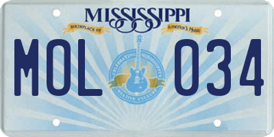 MS license plate MOL034