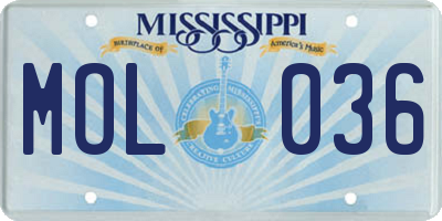 MS license plate MOL036