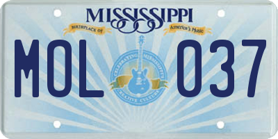 MS license plate MOL037