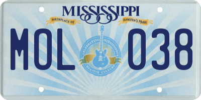 MS license plate MOL038
