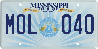 MS license plate MOL040
