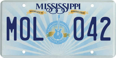 MS license plate MOL042