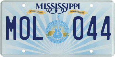 MS license plate MOL044