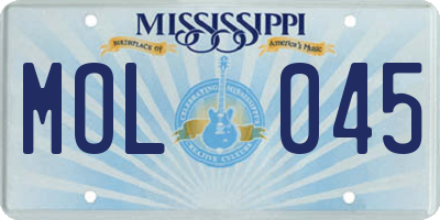 MS license plate MOL045