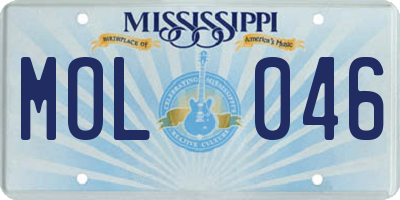 MS license plate MOL046