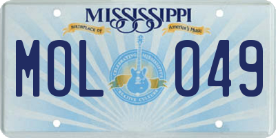 MS license plate MOL049