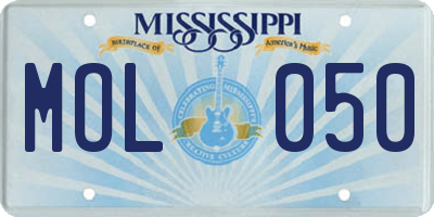 MS license plate MOL050